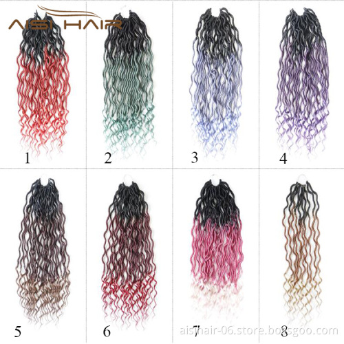 Aisi Hair Crochet Goddess Locs Hair Extensions Synthetic Faux Locs Ombre Curly Afro Crochet Braids Hairpieces